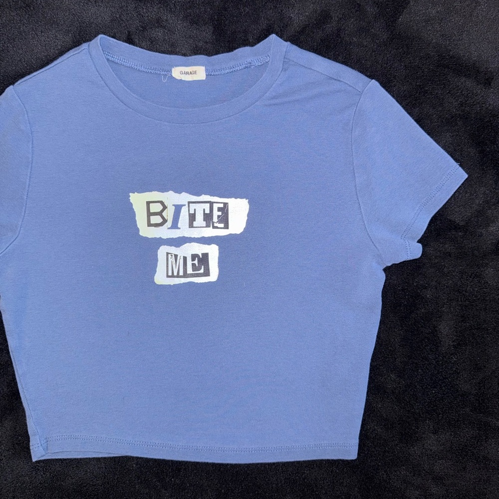 Garage Blue Graphic Cropped Tee